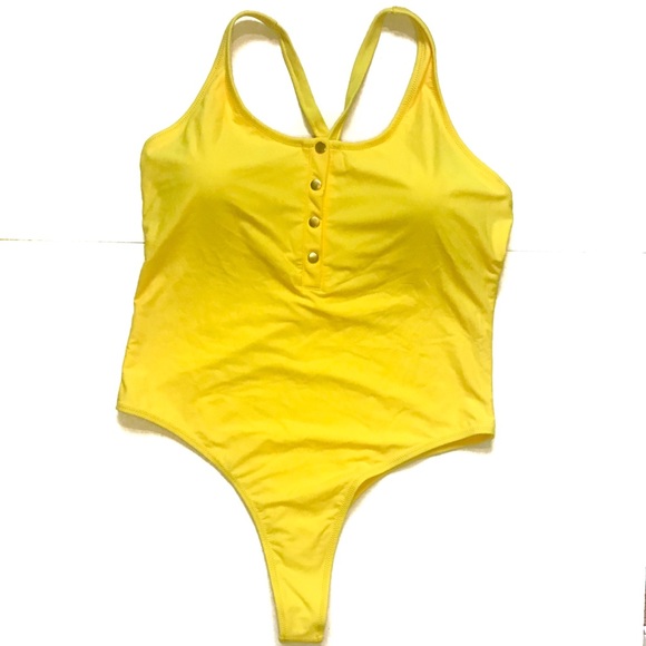 Yellow One-piece Thong Swimsuit Razorback - Picture 1 of 10